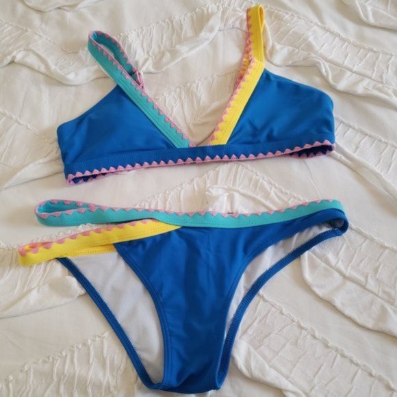 (Brand New) 3 Color Patchwork Bikini - Picture 1 of 3